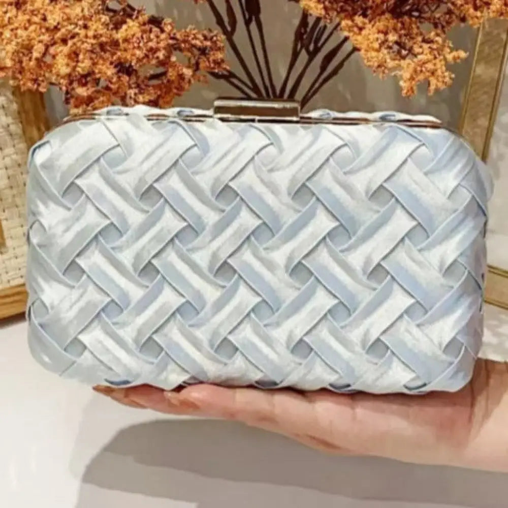 Bolsa Clutch Festa Cetim Trançado Prata Bolsa Clutch Festa Cetim Trançado