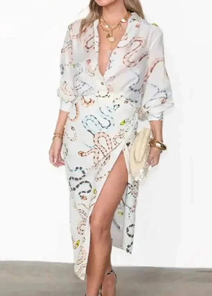 Conjunto Feminino Camisa e Saia Transpassada Julia