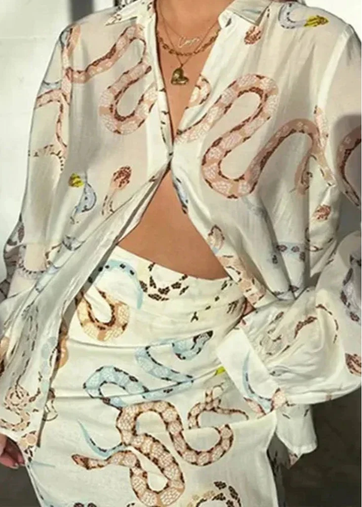 Conjunto Feminino Camisa e Saia Transpassada Julia