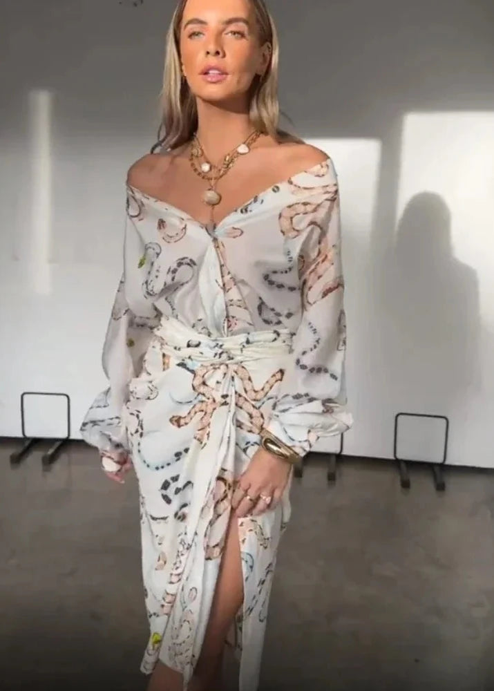 Conjunto Feminino Camisa e Saia Transpassada Julia