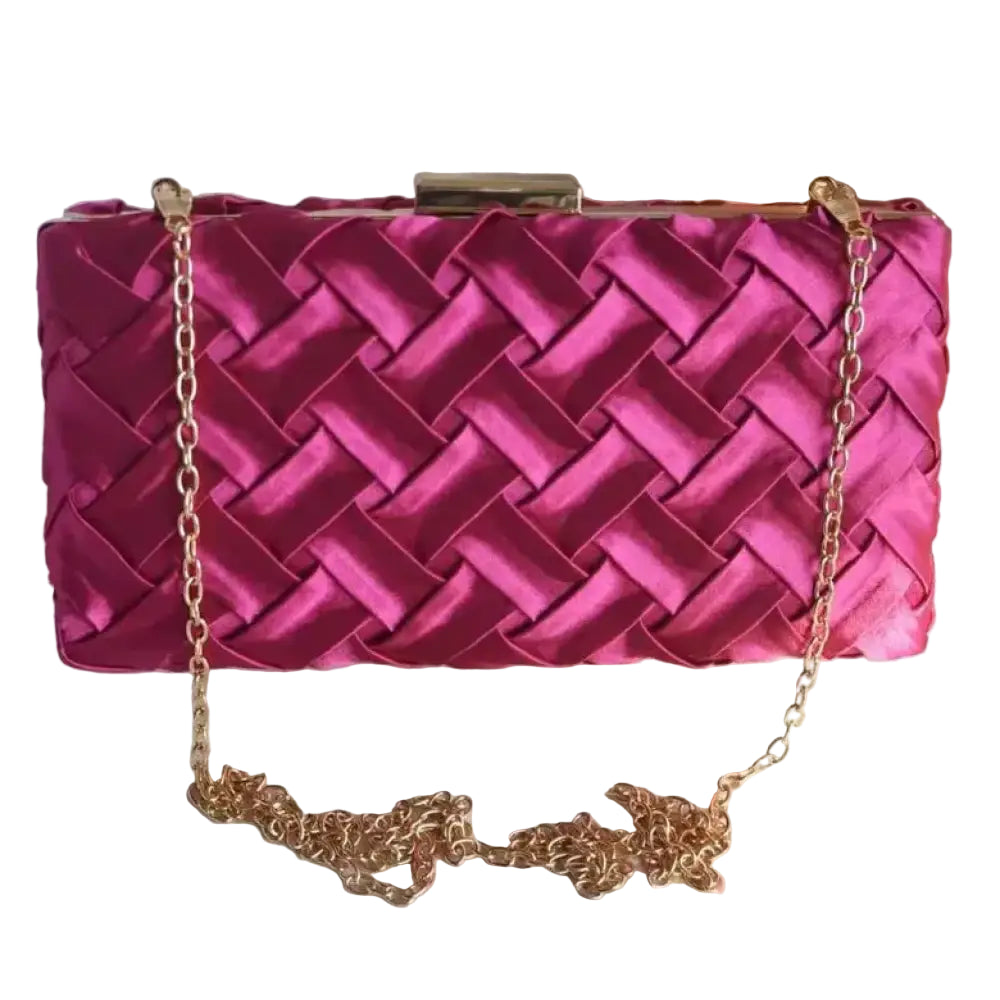 Bolsa Clutch Festa Cetim Trançado Fúcsia Bolsa Clutch Festa Cetim Trançado