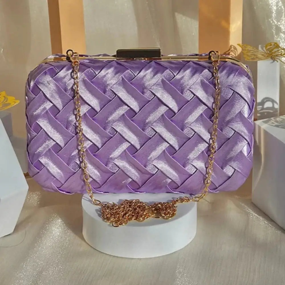 Bolsa Clutch Festa Cetim Trançado Roxo Bolsa Clutch Festa Cetim Trançado