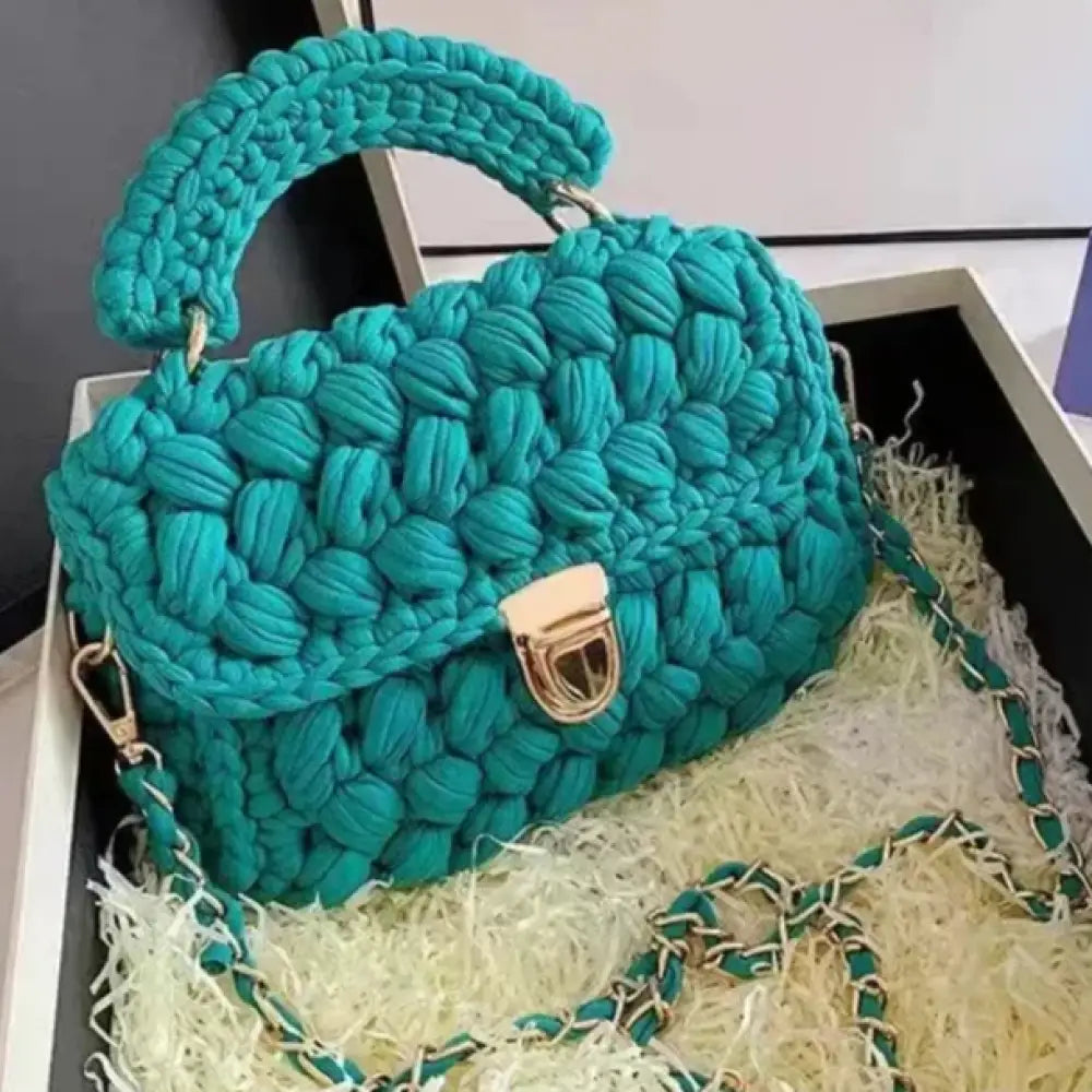 Bolsa Crochê Fio de Malha Verde Bolsa Crochê Fio de Malha