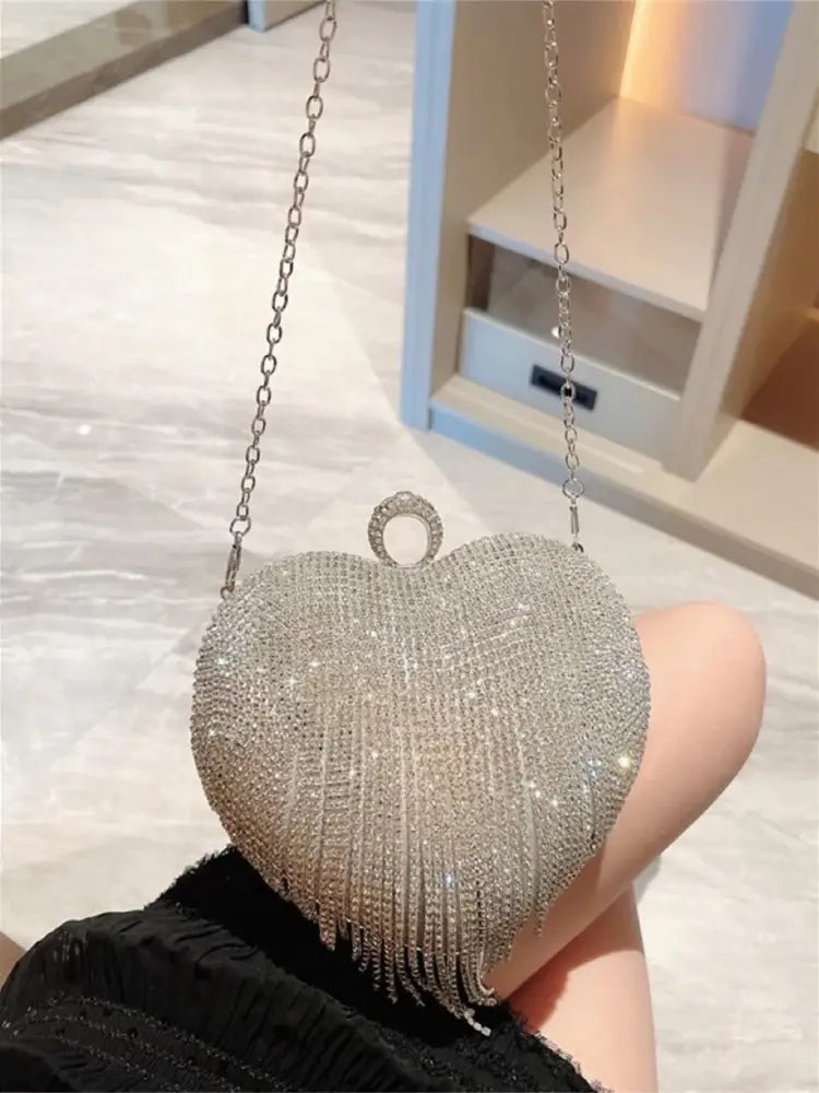 Bolsa de Festa Clutch Coração Strass Bolsa de Festa Clutch Coração Strass