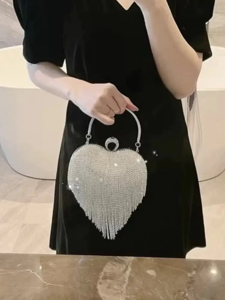 Bolsa de Festa Clutch Coração Strass Bolsa de Festa Clutch Coração Strass