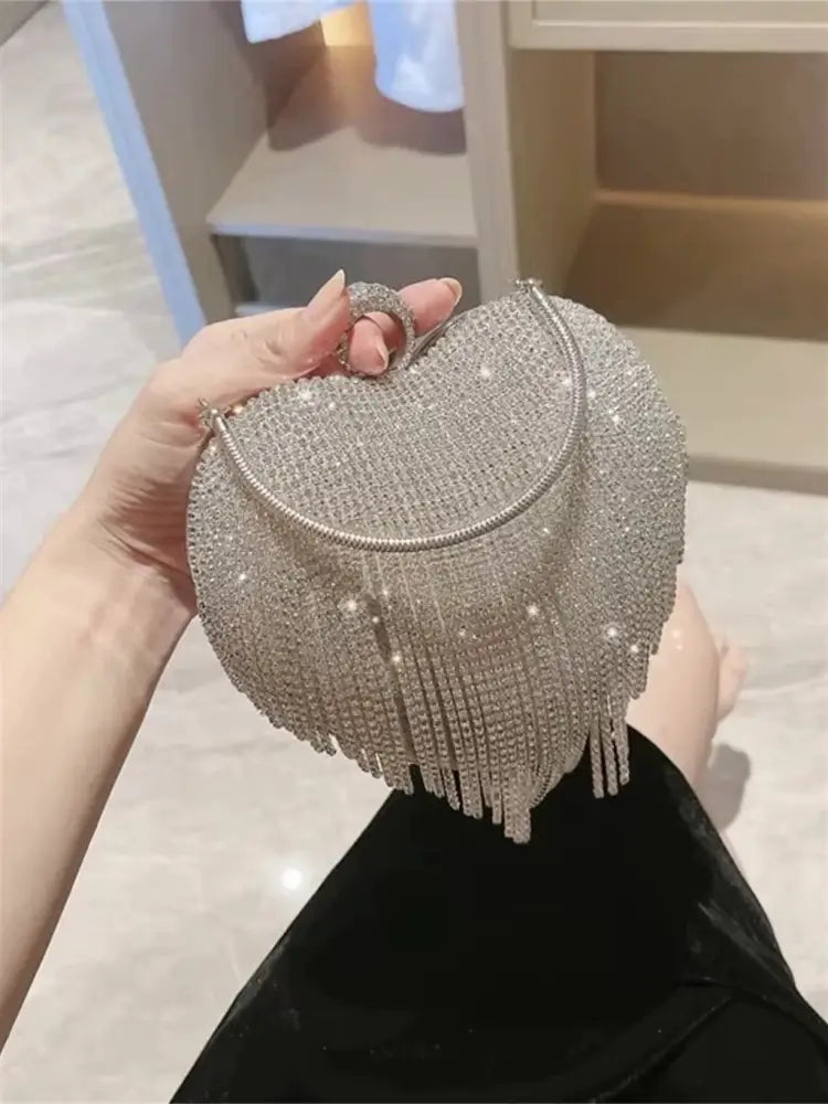 Bolsa de Festa Clutch Coração Strass Bolsa de Festa Clutch Coração Strass