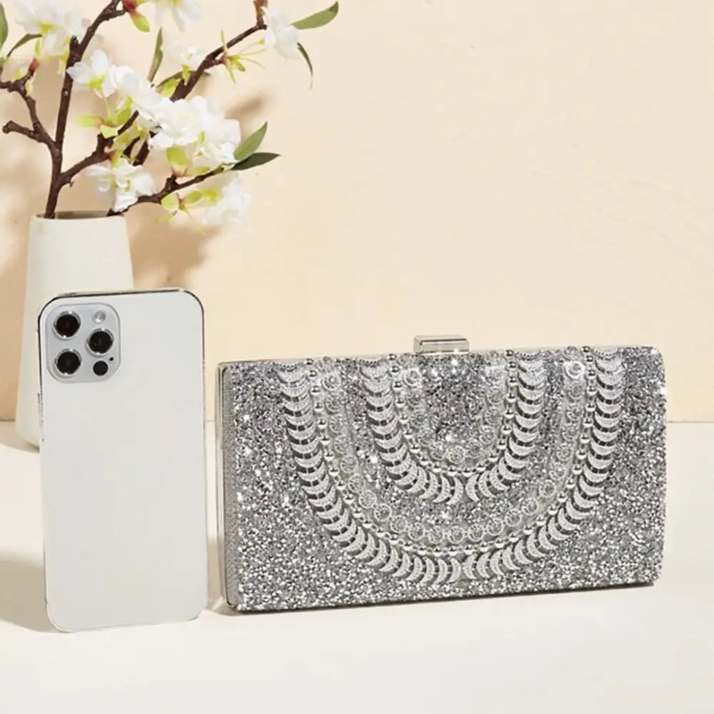 Bolsa de Festa Prata Pedraria Joana Prata Bolsa de Festa Prata Pedraria Joana