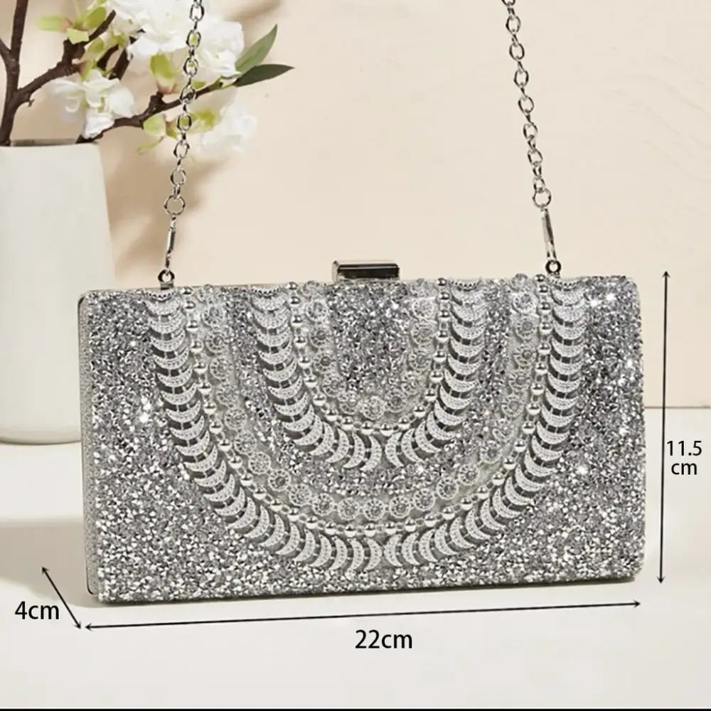 Bolsa de Festa Prata Pedraria Joana Prata Bolsa de Festa Prata Pedraria Joana