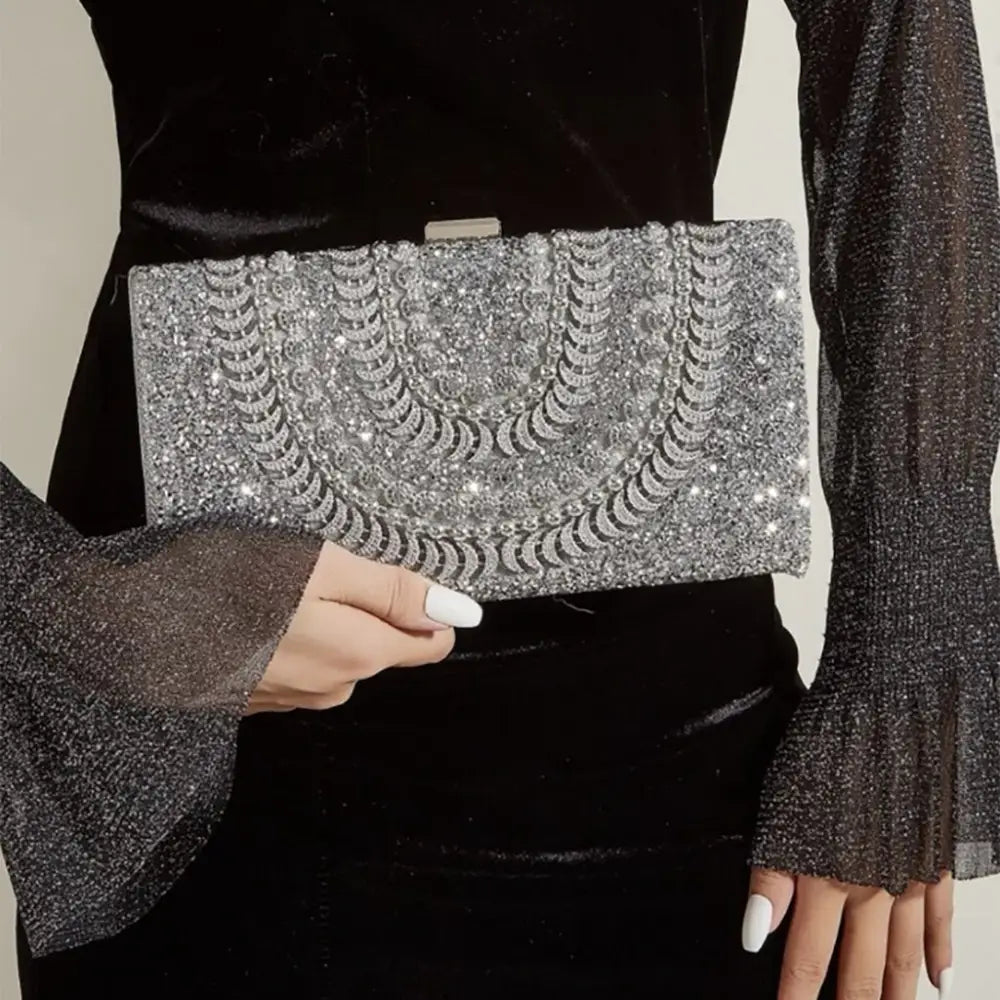 Bolsa de Festa Prata Pedraria Joana Prata Bolsa de Festa Prata Pedraria Joana