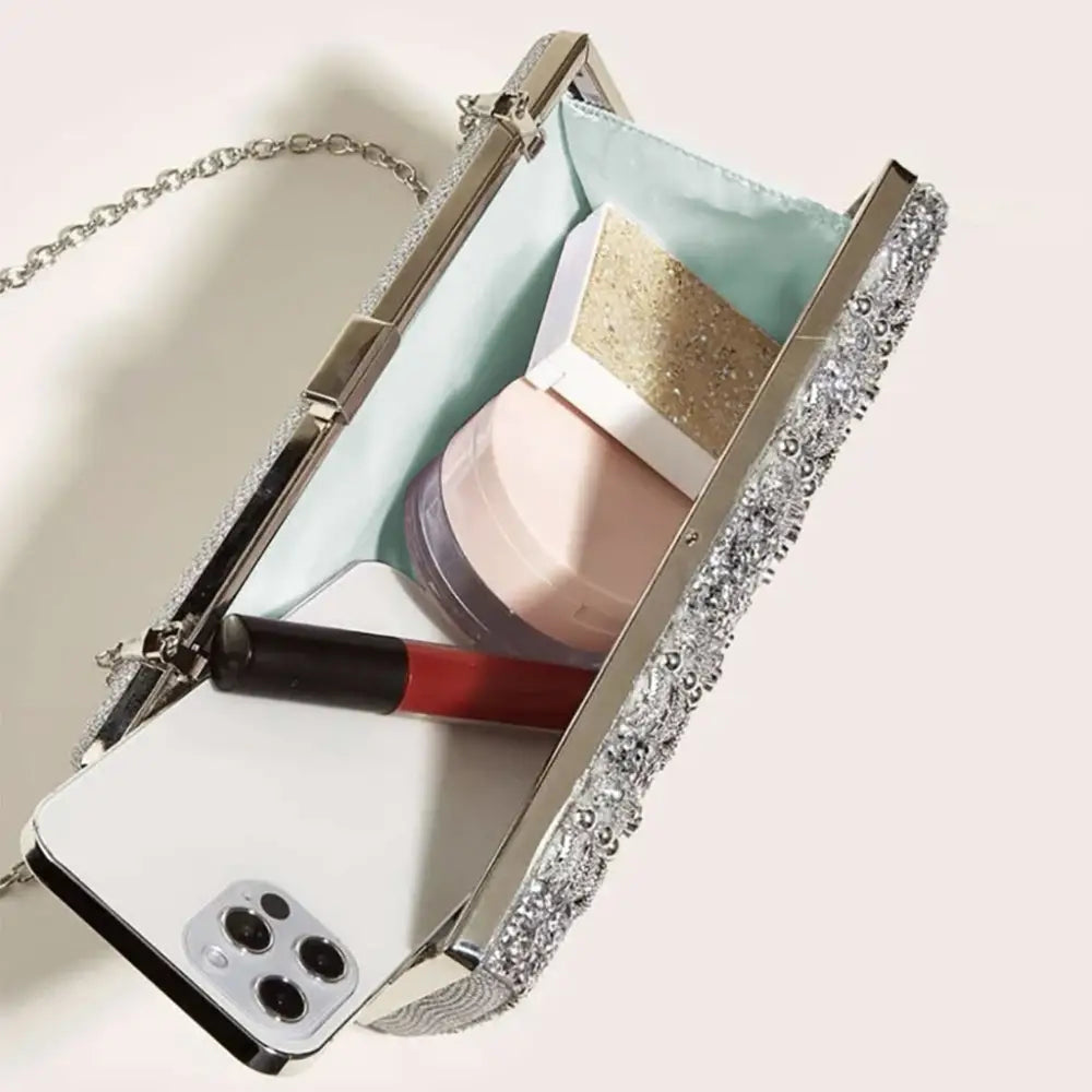 Bolsa de Festa Prata Pedraria Joana Prata Bolsa de Festa Prata Pedraria Joana