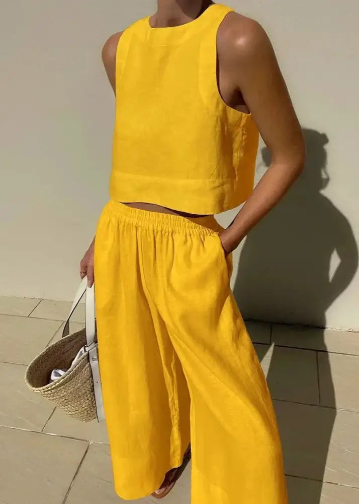 Conjunto De Linho Betina Amarelo / P