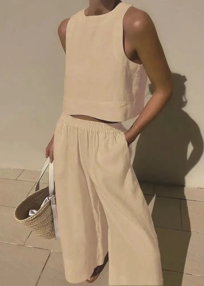 Conjunto De Linho Betina Cáqui / P