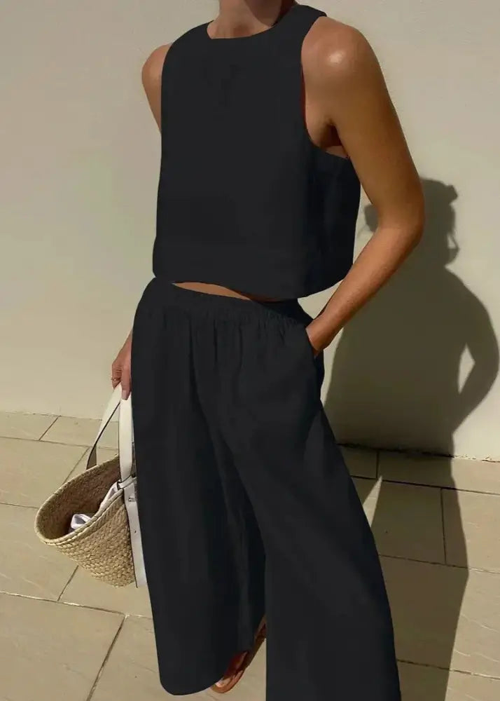 Conjunto De Linho Betina Preto / P