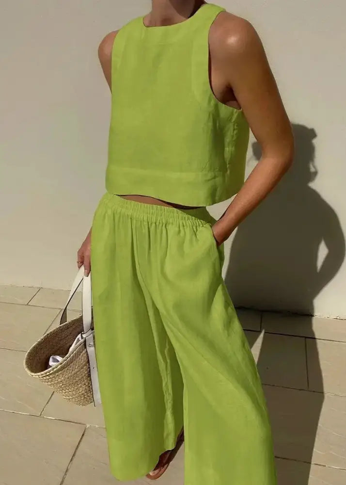 Conjunto De Linho Betina Verde / P