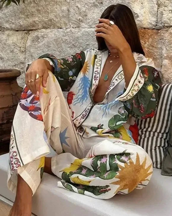 Conjunto Feminino Camisa E Calça Luna