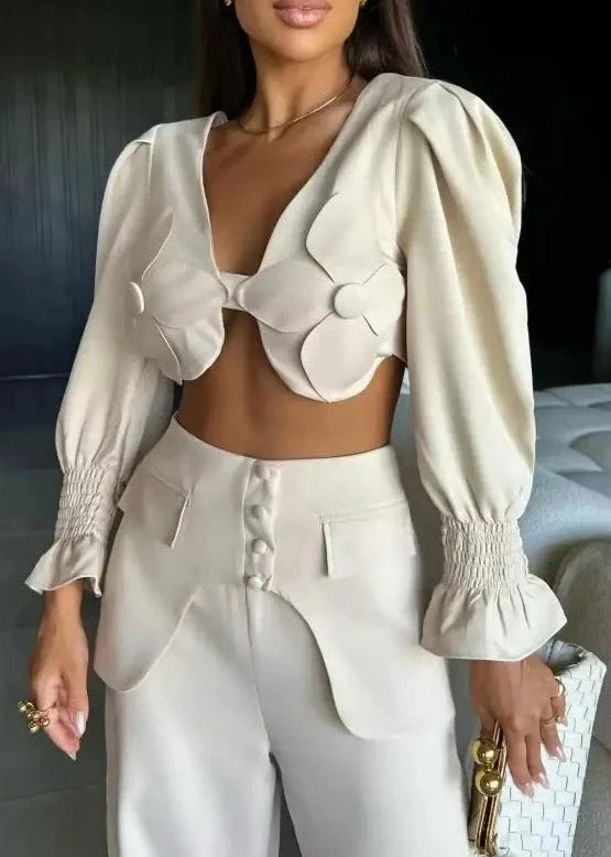 Conjunto Feminino Cropped E Calça Glam