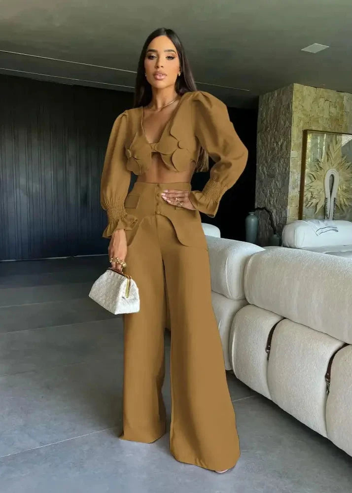 Conjunto Feminino Cropped E Calça 