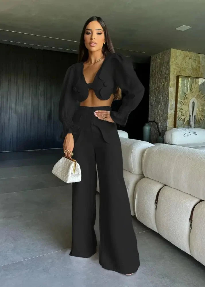 Conjunto Feminino Cropped E Calça 