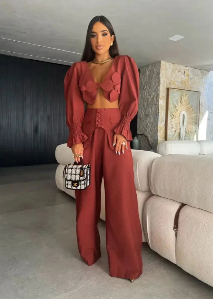 Conjunto Feminino Cropped E Calça 