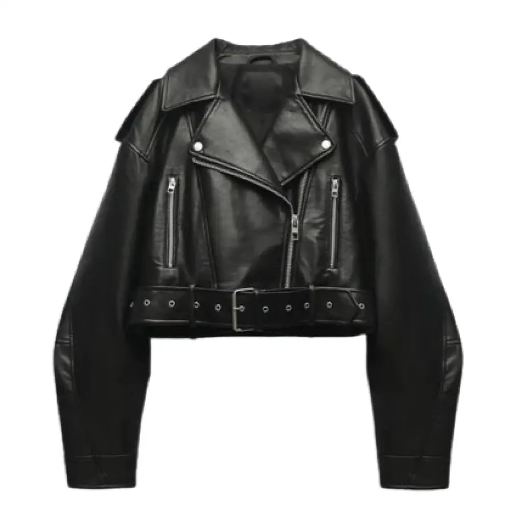 Jaqueta Biker Em Couro Preta / P