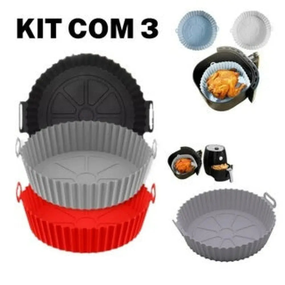 Kit Forma De Silicone Para Air Fryer - COMPRE 2 LEVE 3 Kit Forma De Silicone Para Air Fryer