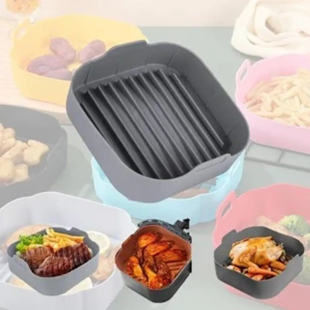 Kit Forma De Silicone Para Air Fryer - COMPRE 2 LEVE 3 COMPRE 2 LEVE 3 / QUADRADO Kit Forma De Silicone Para Air Fryer