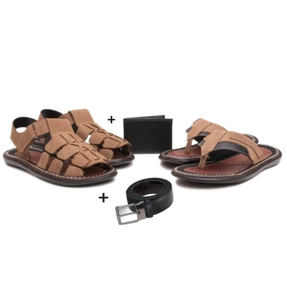 Kit Masculino Presente - Chinelo + Sandália + Carteira e Cinto (Brinde) AREIA / 37 Kit Masculino Presente - Chinelo