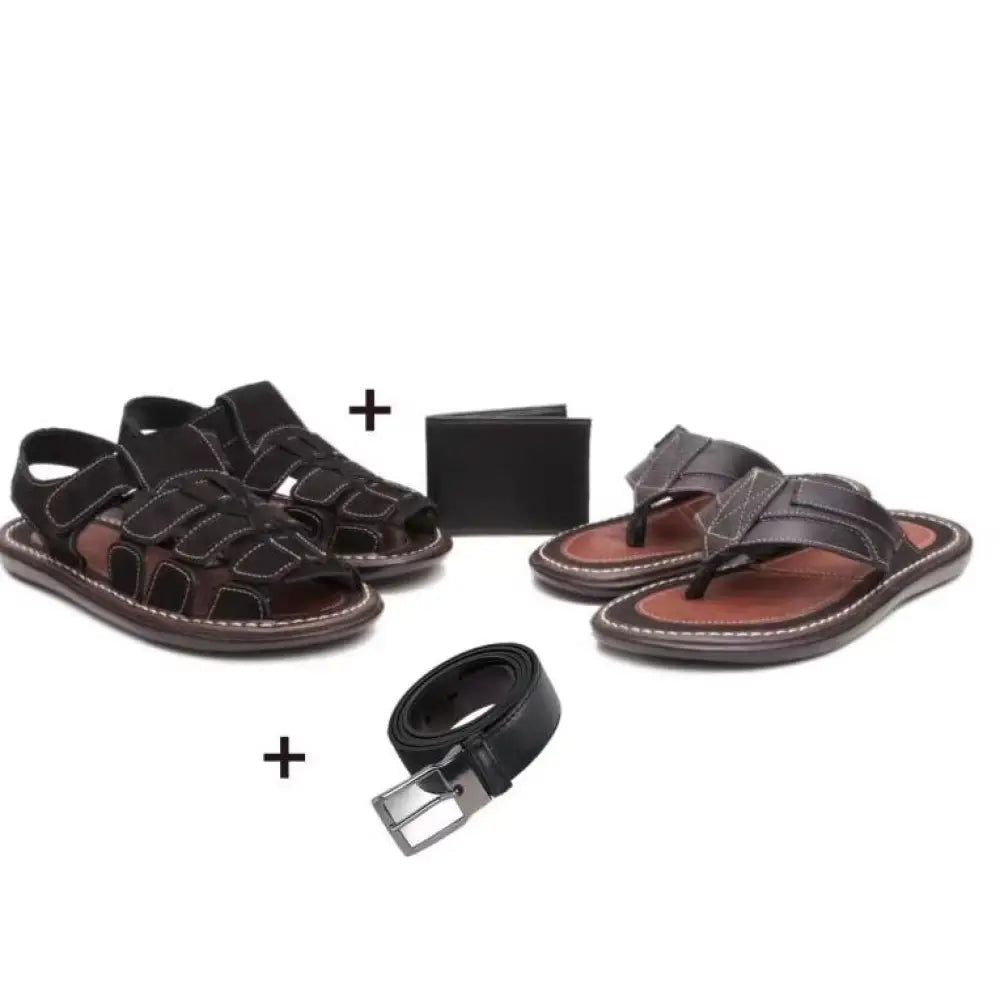 Kit Masculino Presente - Chinelo + Sandália + Carteira e Cinto (Brinde) PRETO / 37 Kit Masculino Presente - Chinelo
