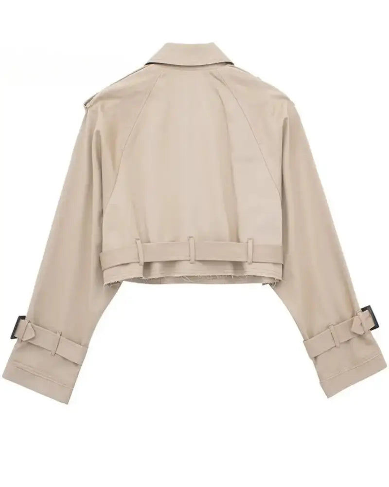 Jaqueta Feminina Trench Coat Cropped