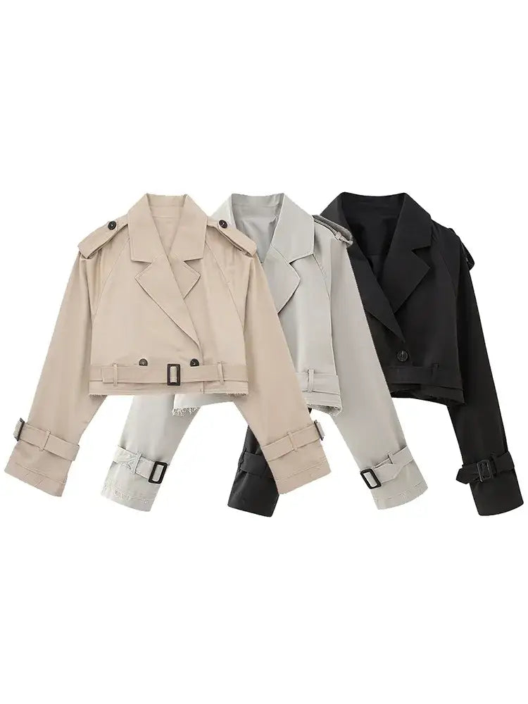Jaqueta Feminina Trench Coat Cropped