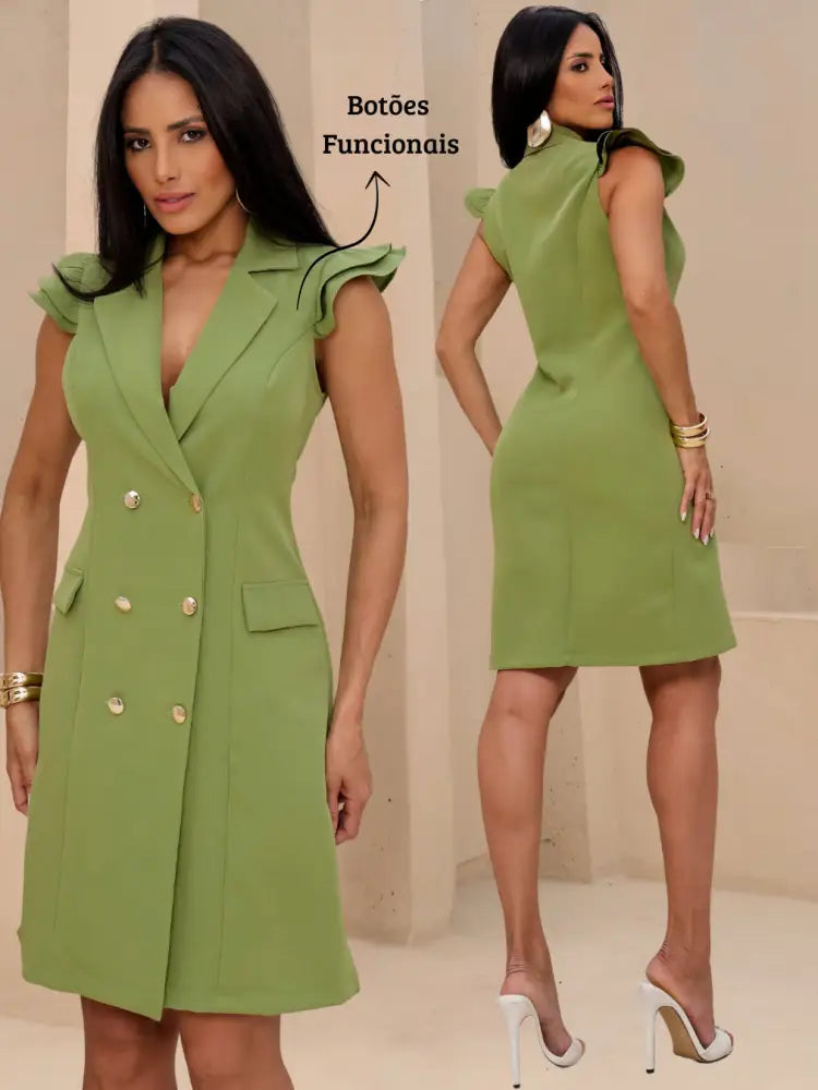 Vestido Blazer Midi em Alfaiataria Verde Pistache / M 40/42 Vestido Blazer Midi