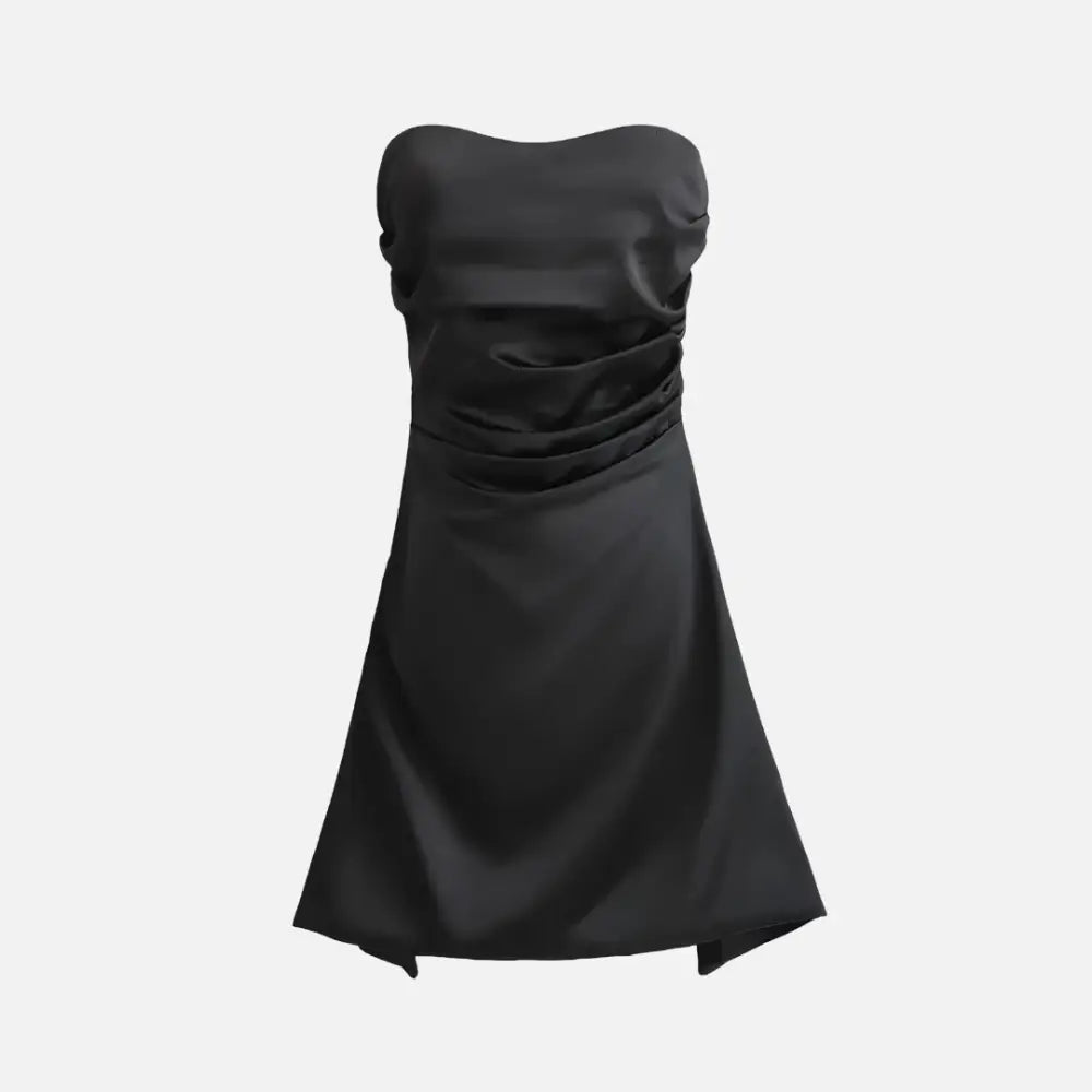 Vestido Curto Tomara que Caia em Cetim Feranda Preto / PP Vestido Curto Tomara que Caia em Cetim Feranda