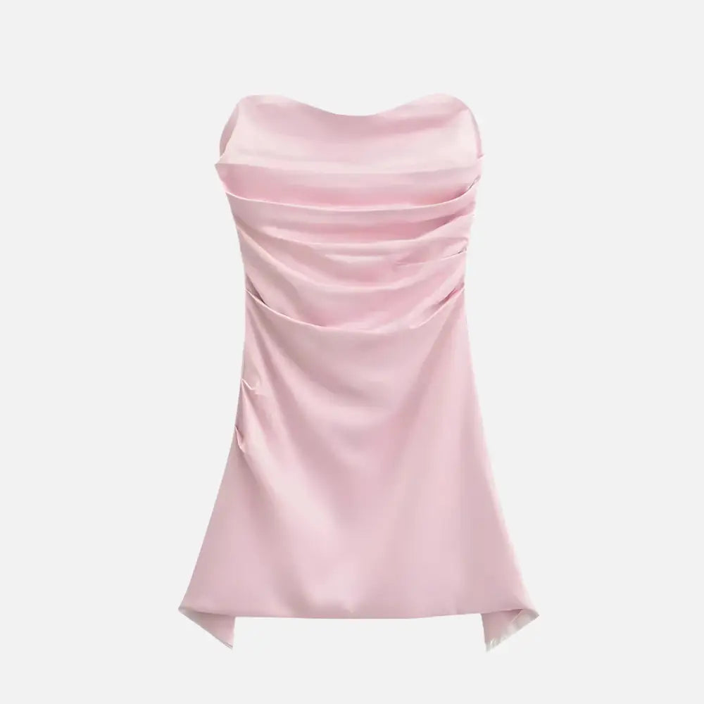 Vestido Curto Tomara que Caia em Cetim Feranda Rosa / PP Vestido Curto Tomara que Caia em Cetim Feranda