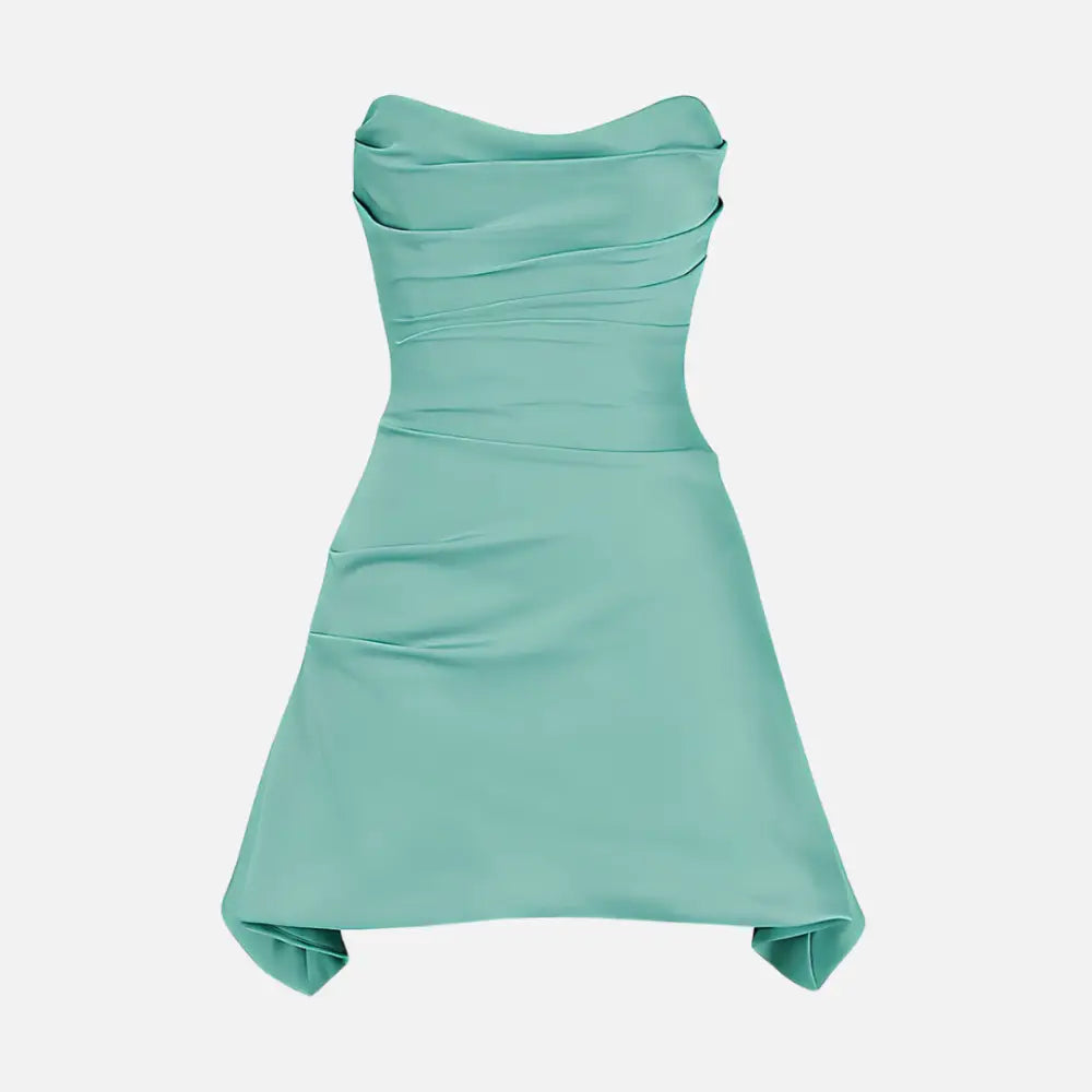 Vestido Curto Tomara que Caia em Cetim Feranda Verde / PP Vestido Curto Tomara que Caia em Cetim Feranda