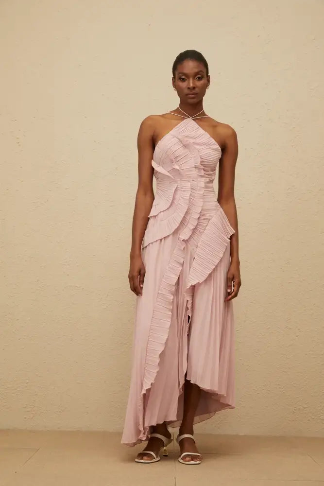 Vestido de Festa Longo em Camadas Monalisa Rosa / P Vestido de Festa Longo em Camadas Monalisa
