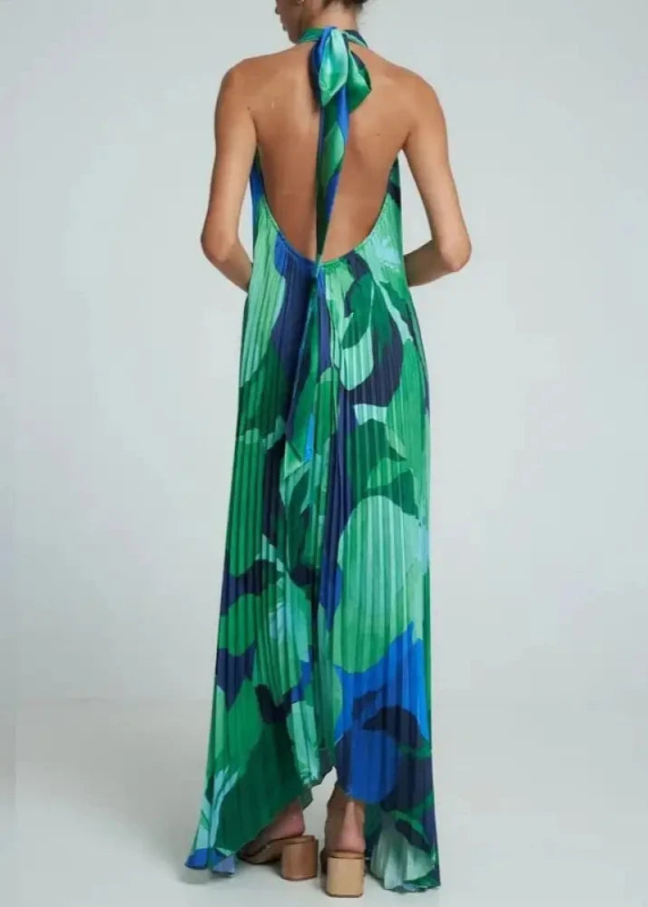 Vestido De Festa Longo Plissado Lua