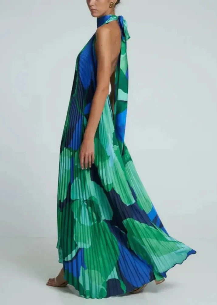 Vestido De Festa Longo Plissado Lua