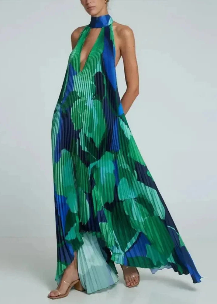 Vestido De Festa Longo Plissado Lua