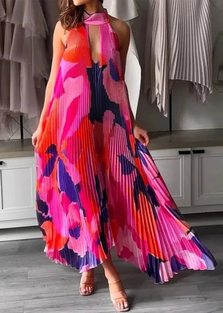 Vestido De Festa Longo Plissado Lua