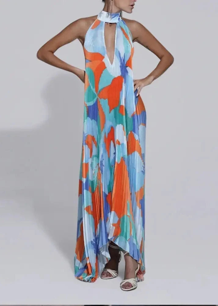 Vestido De Festa Longo Plissado Lua