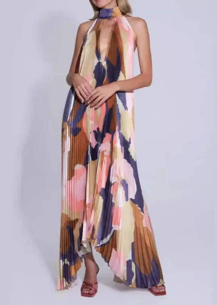 Vestido De Festa Longo Plissado Lua