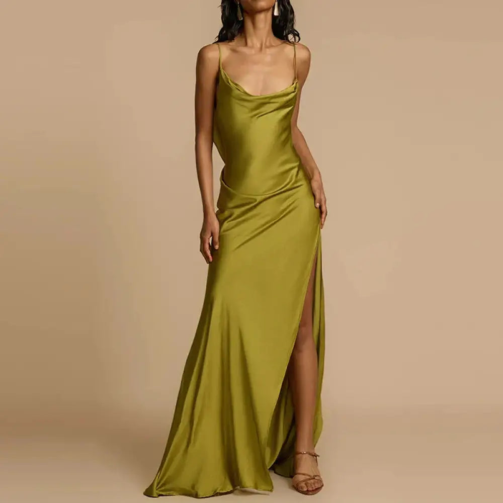 Vestido de Festa Longo Verde Oliva Dupes Vestido de Festa Longo Verde Oliva Dupes
