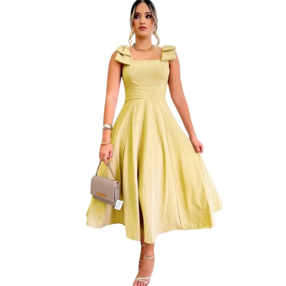 Vestido de Linho Midi Santé Amarelo / P (36-38) Vestido de Linho Midi