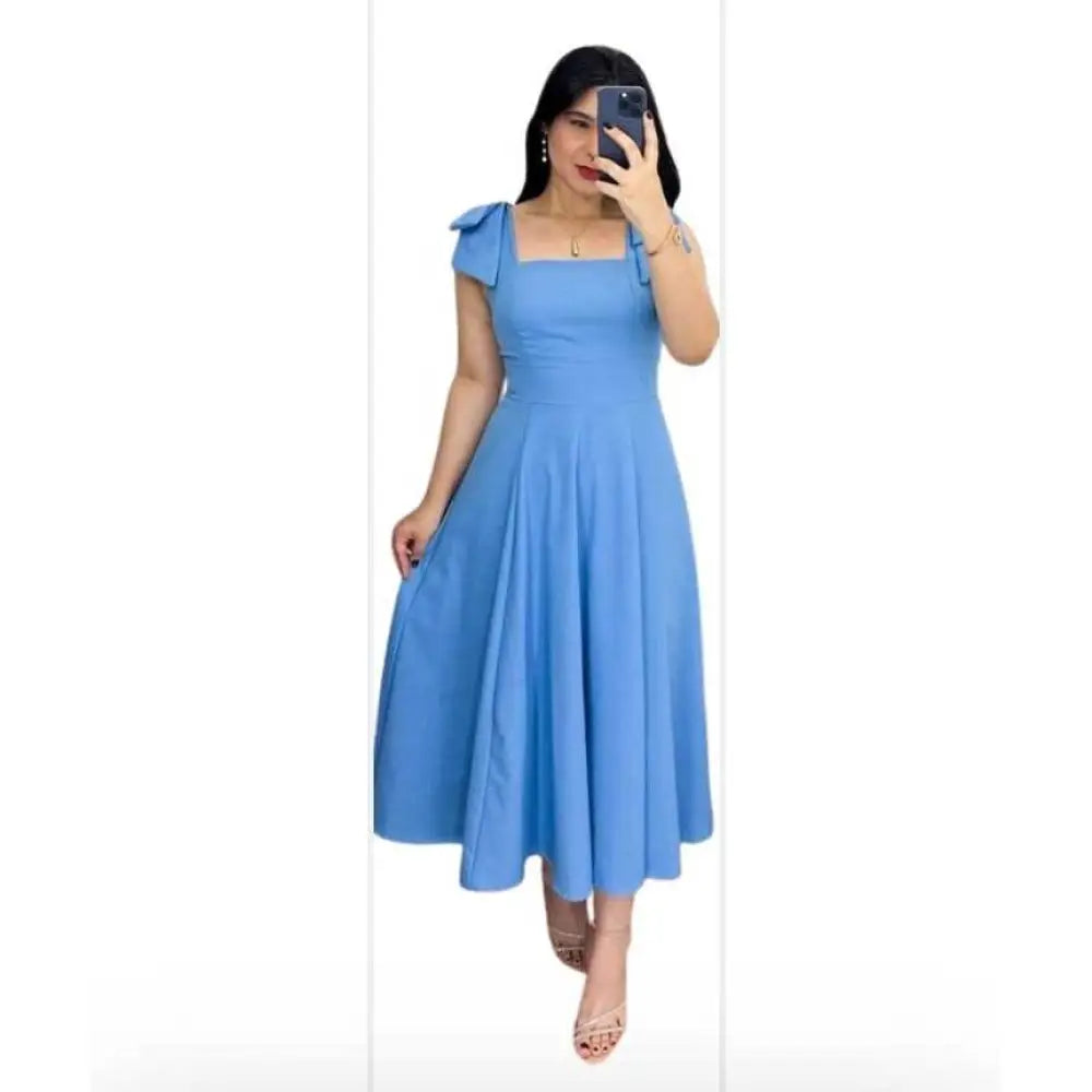 Vestido de Linho Midi Santé Azul Claro / P (36-38) Vestido de Linho Midi