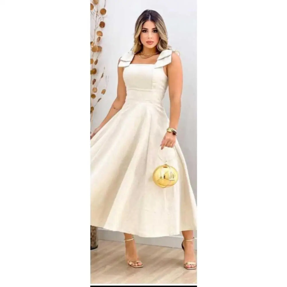 Vestido de Linho Midi Santé Cru / P (36-38) Vestido de Linho Midi