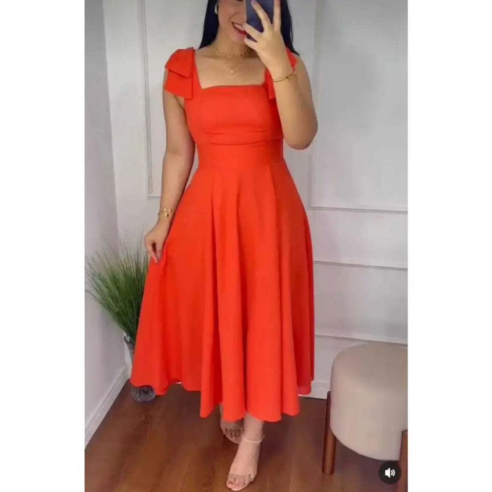 Vestido de Linho Midi Santé Laranja / P (36-38) Vestido de Linho Midi