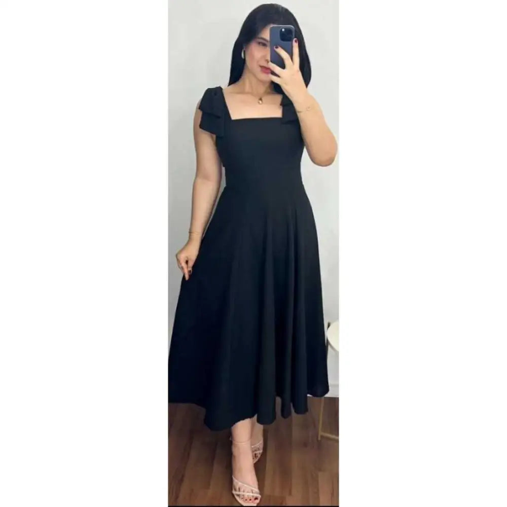 Vestido de Linho Midi Santé Preto / P (36-38) Vestido de Linho Midi
