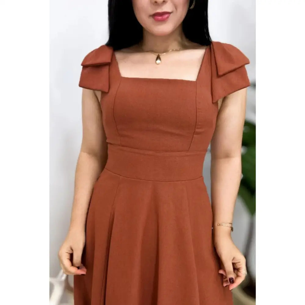 Vestido de Linho Midi Santé Terracota Telha / P (36-38) Vestido de Linho Midi