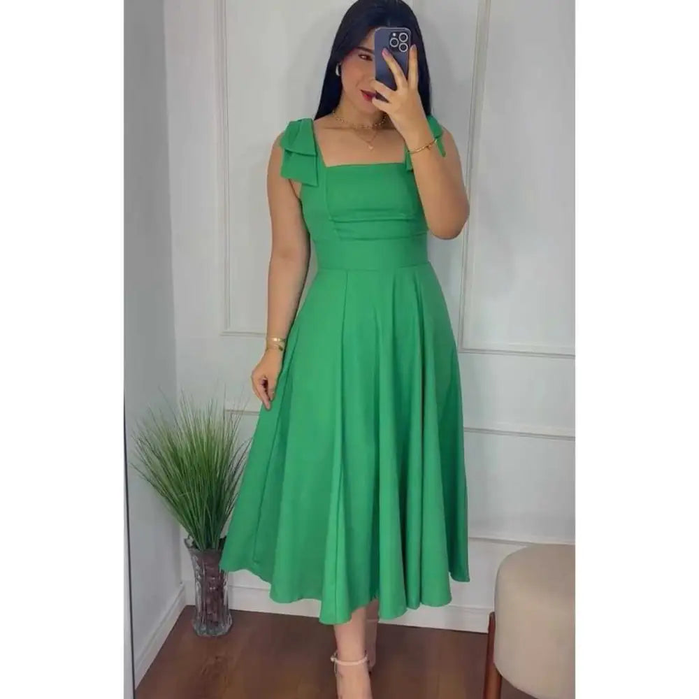 Vestido de Linho Midi Santé Verde bandeira / P (36-38) Vestido de Linho Midi