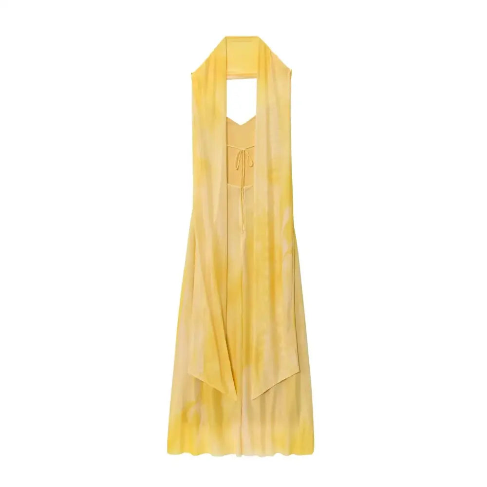 Vestido de Tule Longo Maiori Amarelo / PP Vestido de Tule Longo Maiori